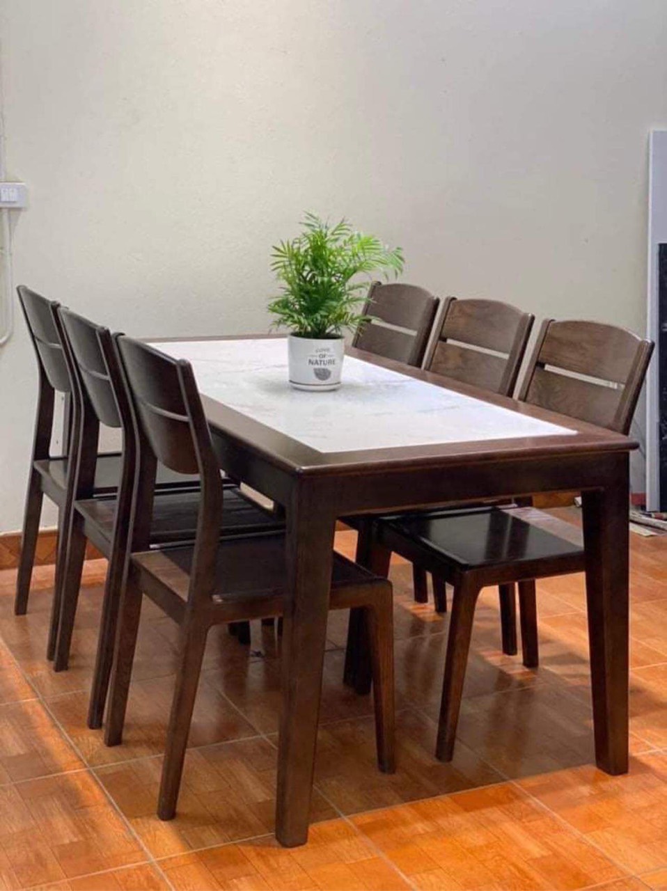 bàn ăn vuông 6 ghế gỗ sồi giá rẻ